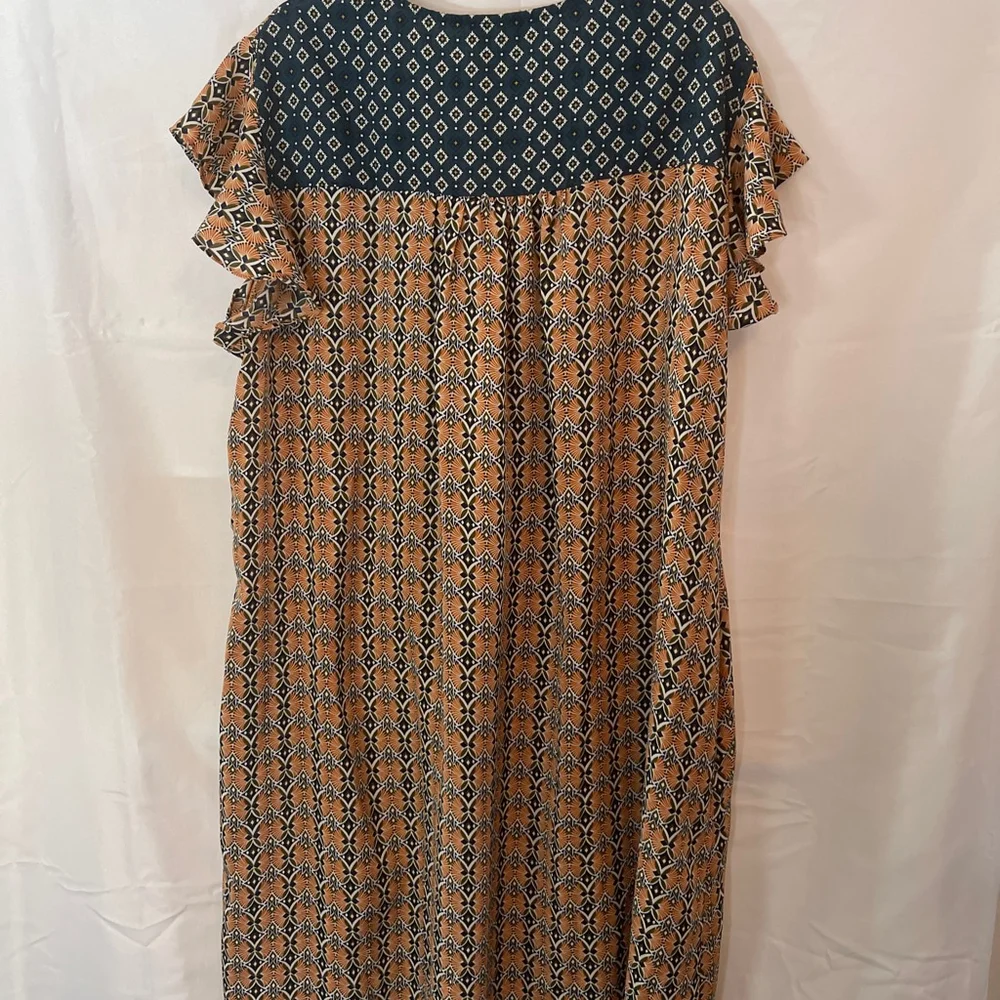 Women's Suzanne Betro Boho Festival Dress 1X Orange Teal - Picture 5 of 6